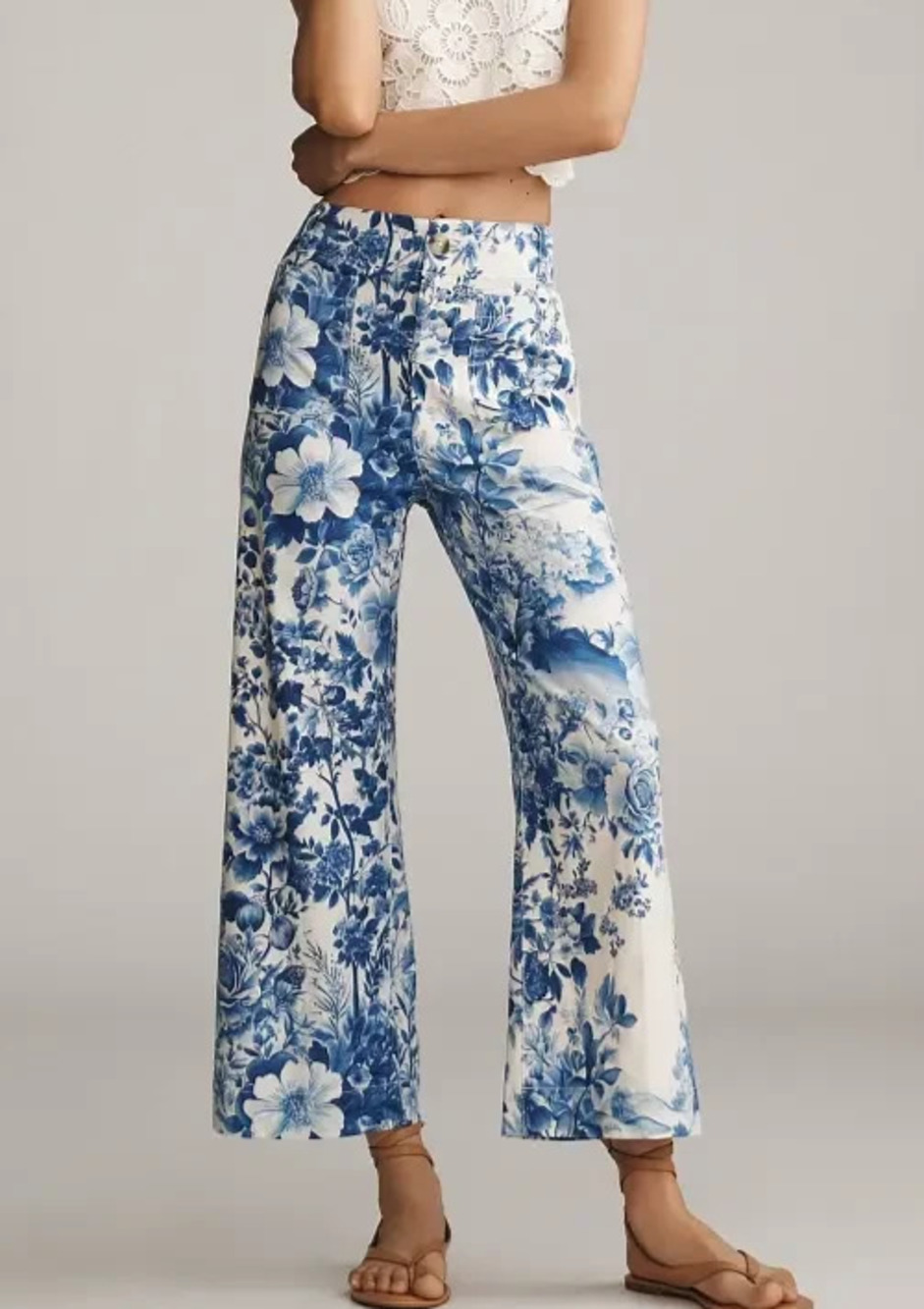 MAEVE The Colette Printed Linen Blend Crop Wide-Leg Pants Women's 8 A011123